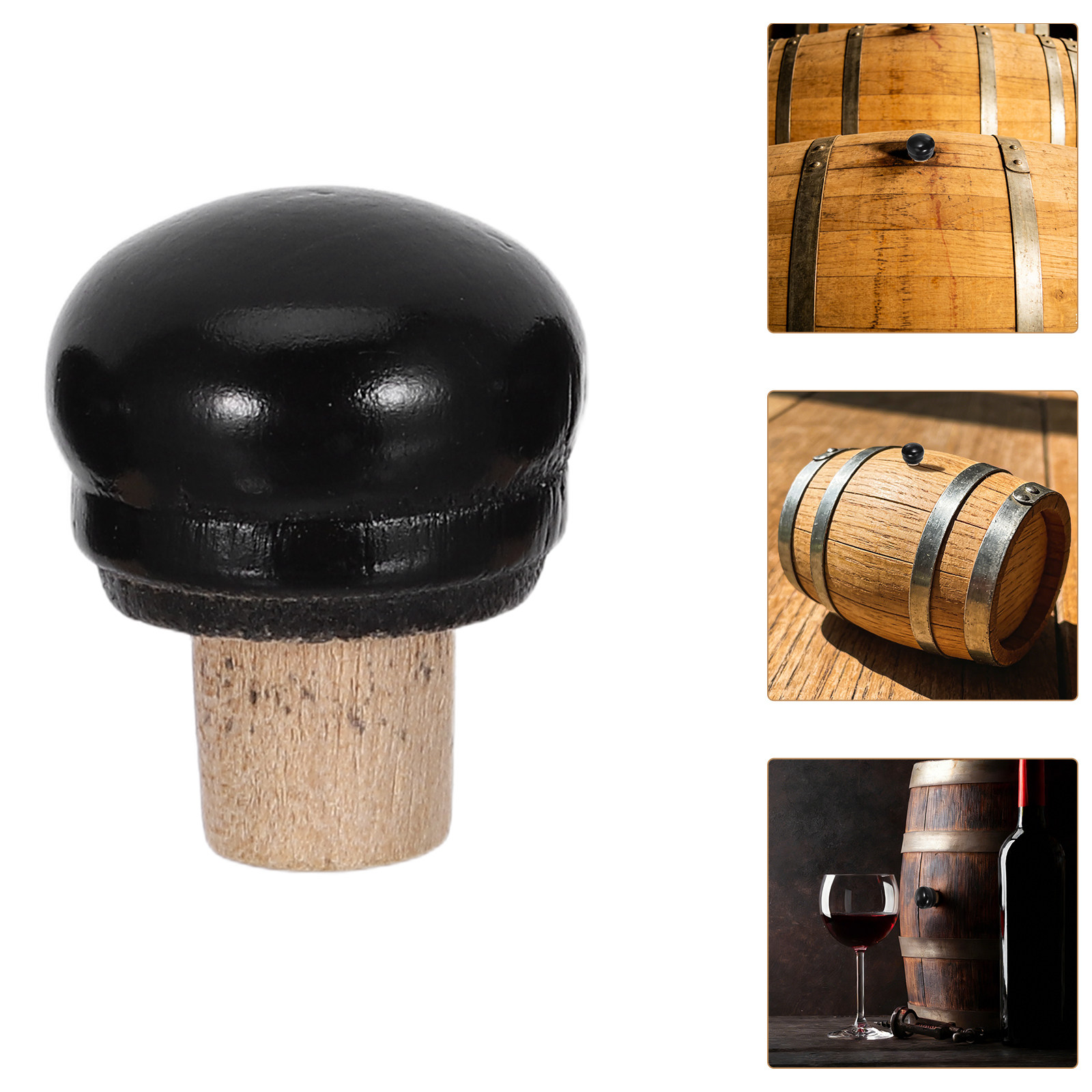 Wine Beer Glass Set - 4Pcs Oak Barrel Cork Bung Set