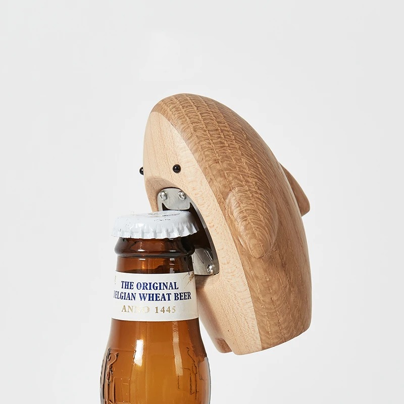 Wine Beer Opener - Creative Wooden Shark Ornament Beer Bottle