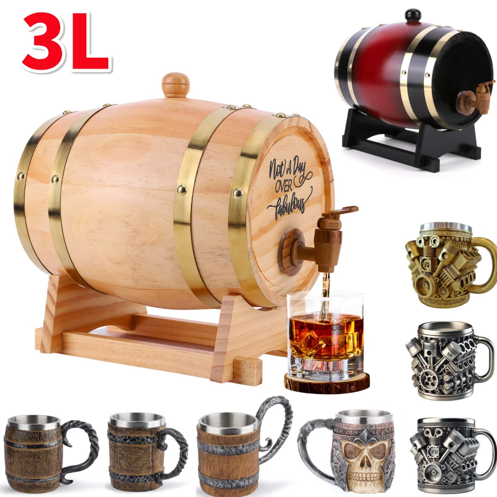 3L Wooden Whiskey Barrel with  - огляд і ціна Wine Beer The Whiskey