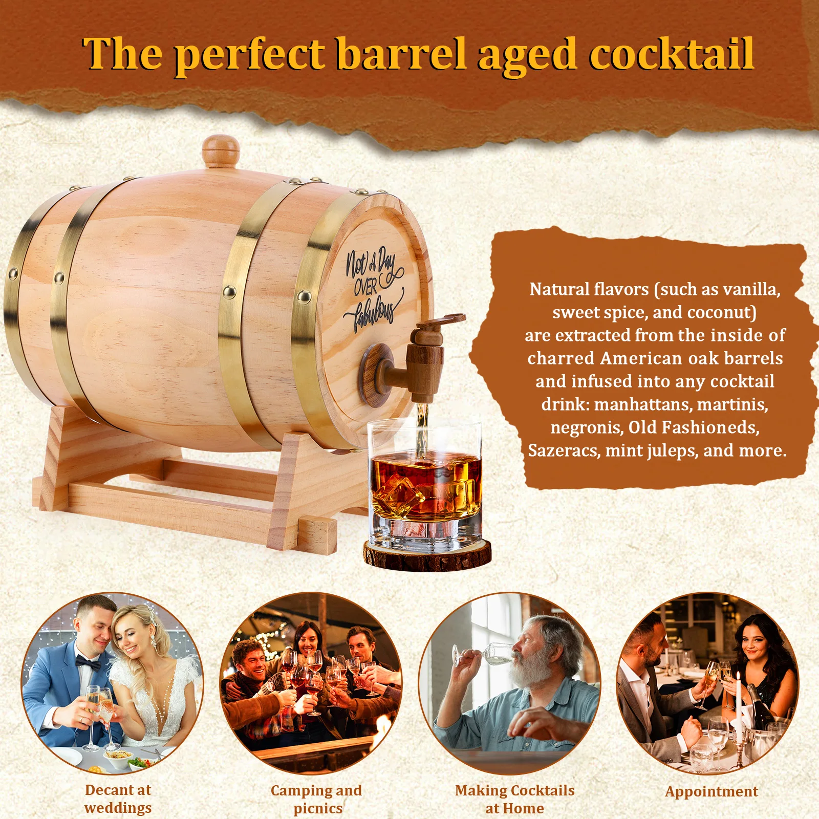 3L Wooden Whiskey Barrel with  - огляд і ціна Wine Beer The Whiskey