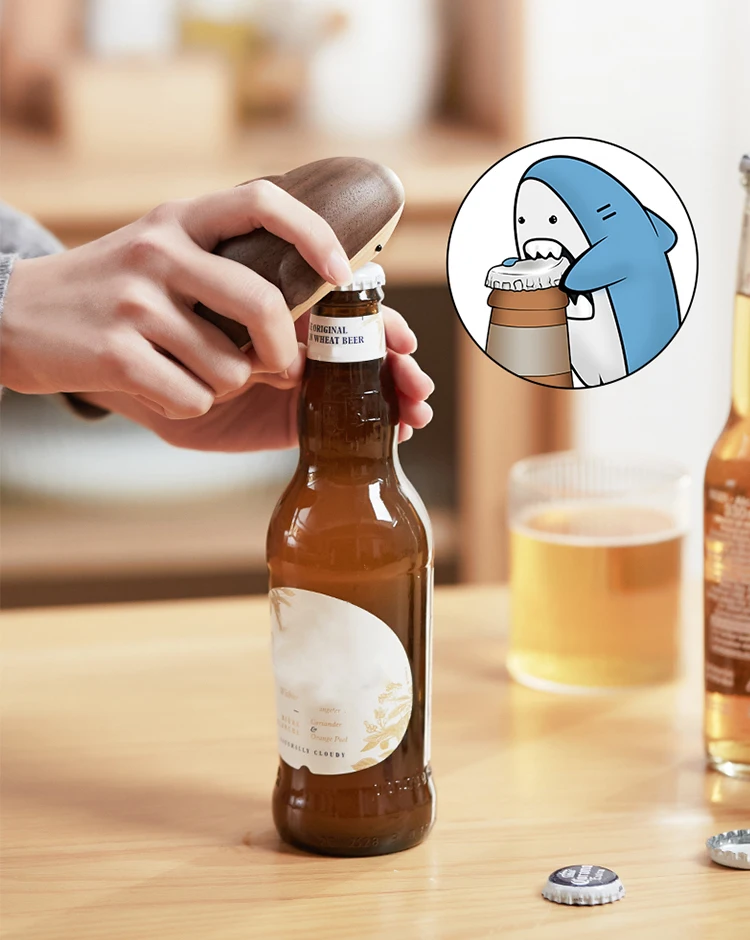 Creative Wooden Shark Ornament - огляд і ціна Wine Beer Opener