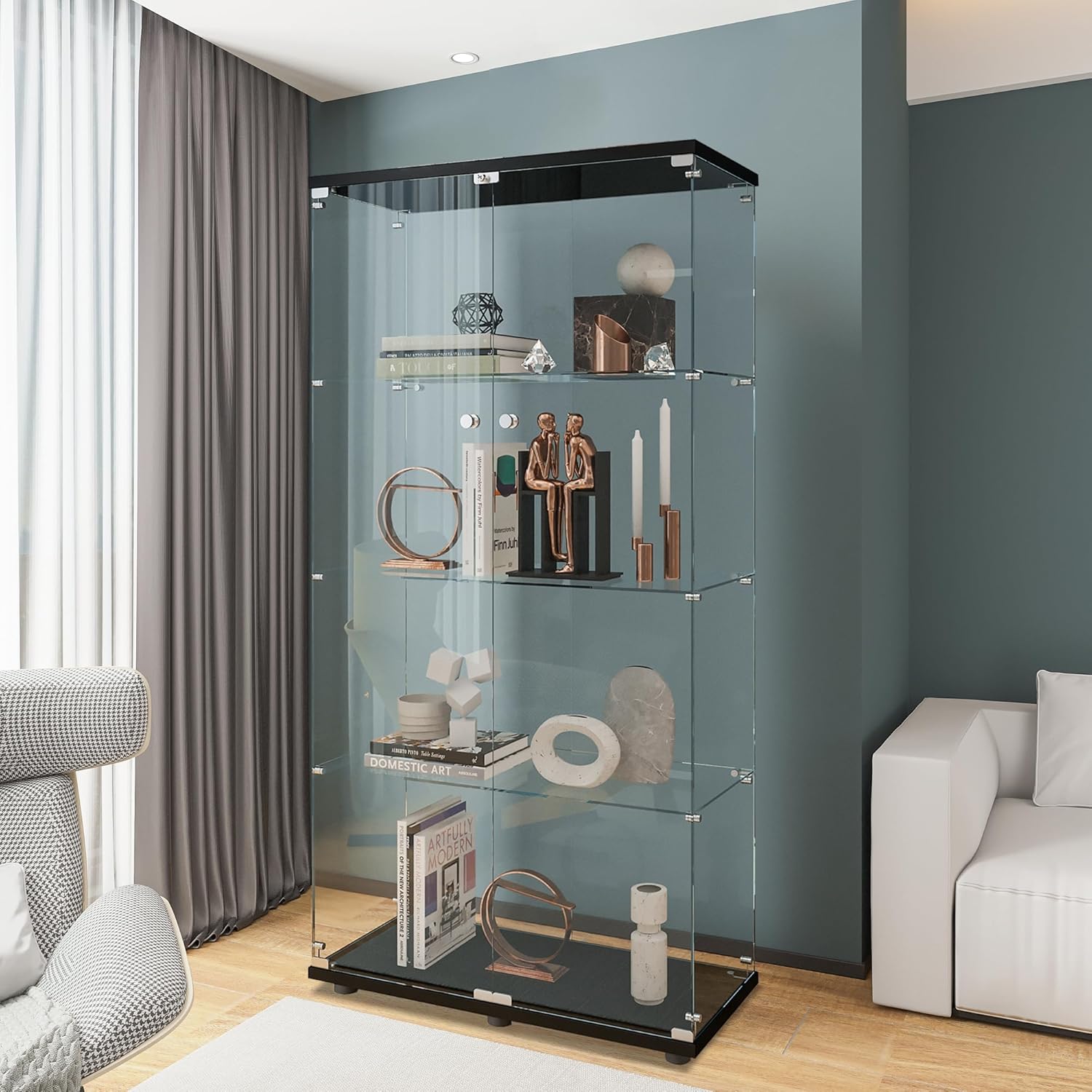 Glass Display Cabinet with 4 S - огляд і ціна Cocktail Shaker Set